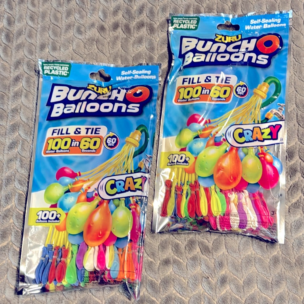 NWT LOT OF 2 ZURU BUNCH O BALLOONS CRAZY 3 PACK 100+ PER PACK